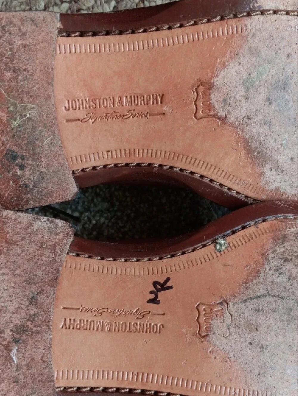 Johnston & Murphy Tan Leather Cap-Toe Oxfords with Brogue Medallion